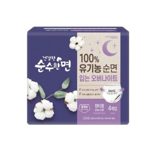 건강한 순수한면 유기농 100% 순면 팬티형 오버나이트4입<div id="product-title-en">organic cotton overnight panties (M) 4P</div>